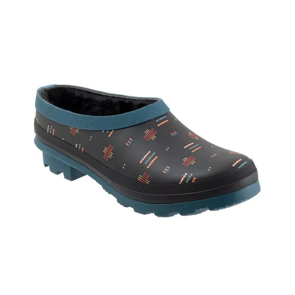 Pendleton Womens Size 9 Geo Toss Blue Black Faux Fur Lined Rubber Clogs Boots